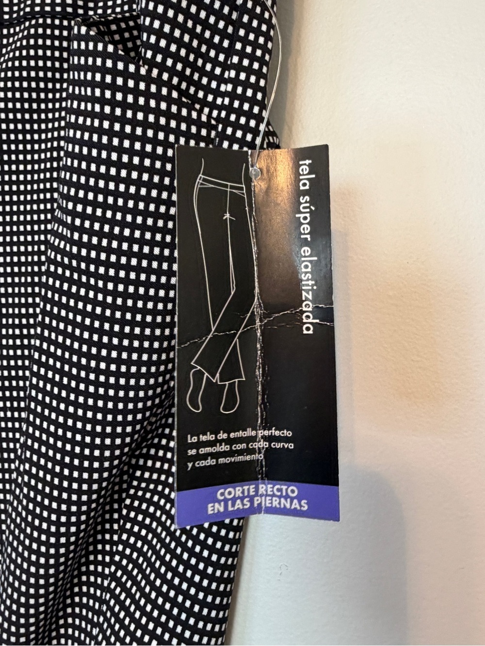 George Black and White Micro-Check Stretch Pants - Picture 4 of 5
